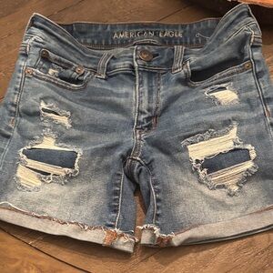 American Eagle Outfitters Ripped Blue Jean Shorts
